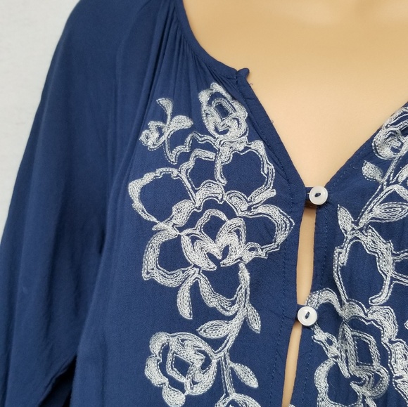 Abercrombie & Fitch Blue Embroidered Tunic - P2 - Picture 2 of 7